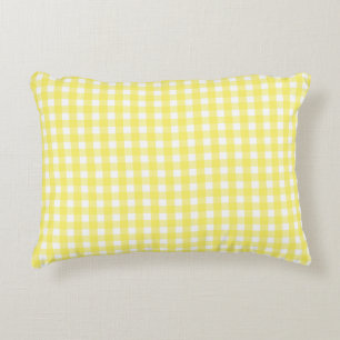 Cojín Decorativo Patrón de Gingham amarillo Pastel