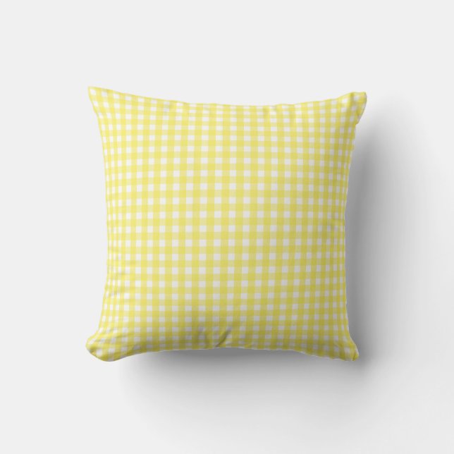 Cojín Decorativo Patrón de Gingham amarillo Pastel (Anverso)