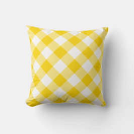 Cojín Decorativo Patrón de Gingham amarillo Sunny