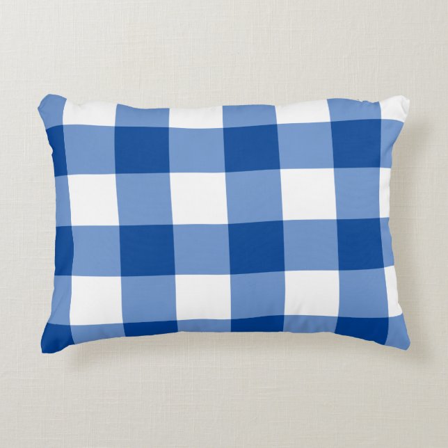 Cojín Decorativo Patrón de gingham azul (Anverso)