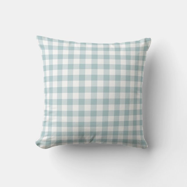 Cojín Decorativo Patrón de Gingham azul y blanco (Anverso)