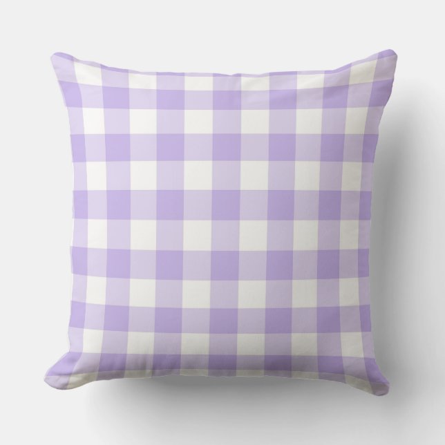 Cojín Decorativo Patrón de gingham de lavanda fresca de campo (Anverso)
