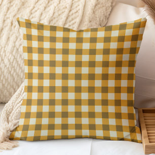 Cojín Decorativo Patrón de Gingham de Otoño Cálido en Ricos Tonos T