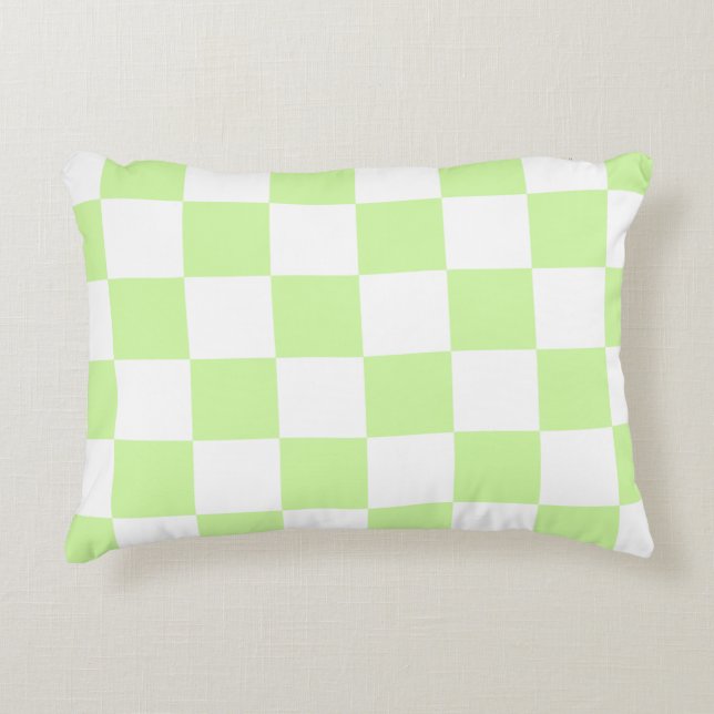 Cojín Decorativo Patrón de Gingham de Pastel Verde (Anverso)