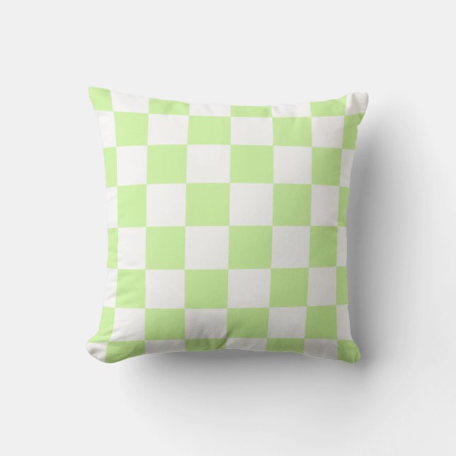 Cojín Decorativo Patrón de Gingham de Pastel Verde (Anverso)