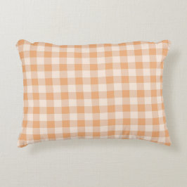 Cojín Decorativo Patrón de Gingham de Peach White Checkered