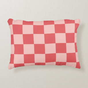 Cojín Decorativo Patrón de Gingham de Red Checkered Rosa