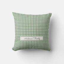 Patrón de Gingham en Verde con Apellido de Familia