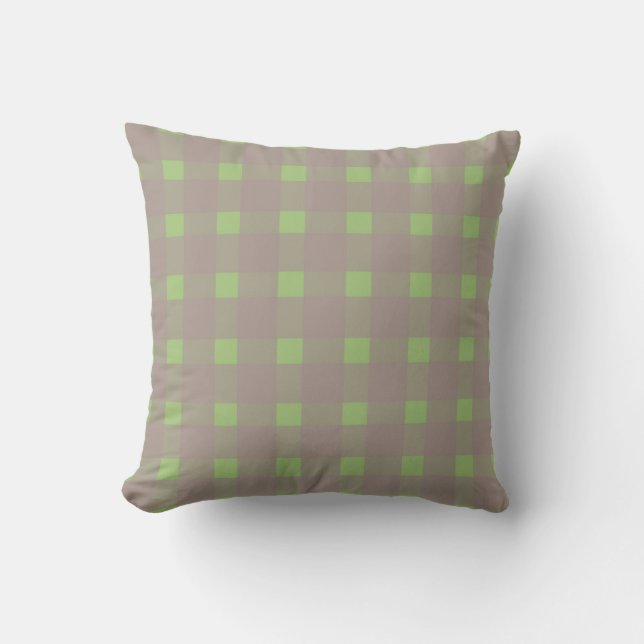 Cojín Decorativo Patrón de Gingham gris verde (Anverso)