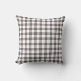 Cojín Decorativo Patrón de Gingham gris y blanco