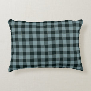 Cojín Decorativo Patrón de Gingham negro azul