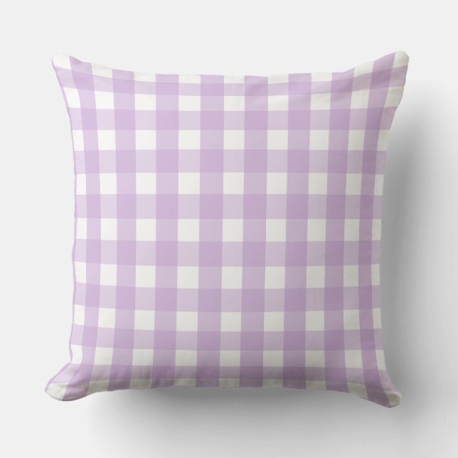 Cojín Decorativo Patrón de Gingham púrpura Pastel (Anverso)