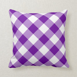 Cojín Decorativo Patrón de Gingham púrpura y blanca