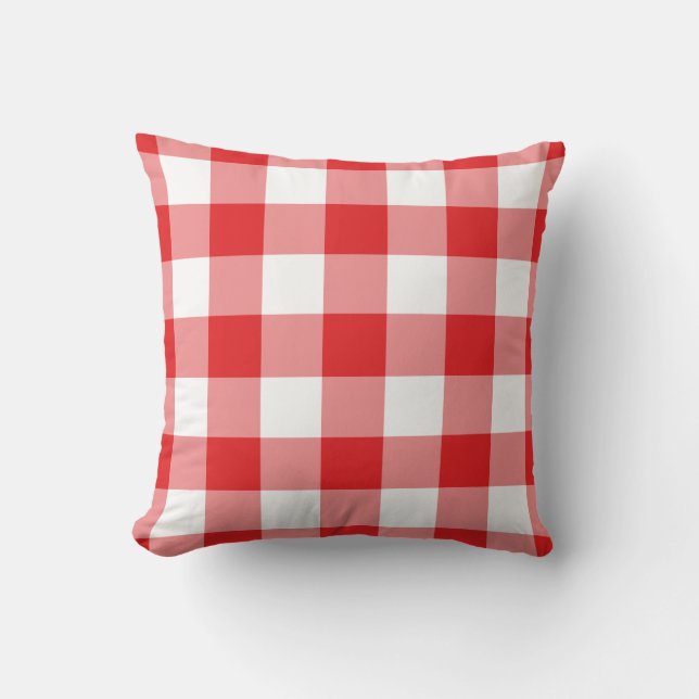 Cojín Decorativo Patrón de Gingham rojo y blanco (Anverso)