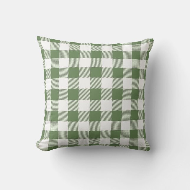 Cojín Decorativo Patrón de Gingham verde (Anverso)