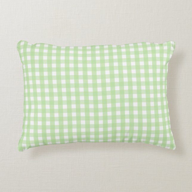 Cojín Decorativo Patrón de Gingham verde Pastel (Anverso)