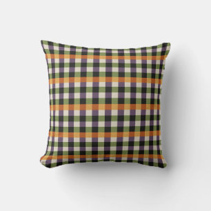 Cojín Decorativo Patrón de gingham verde, púrpura y negro de Hallow