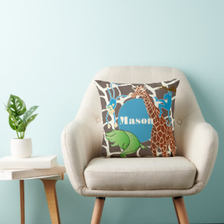 Cojín Decorativo Patrón de Giraffe de la jungla de un niño bebé per