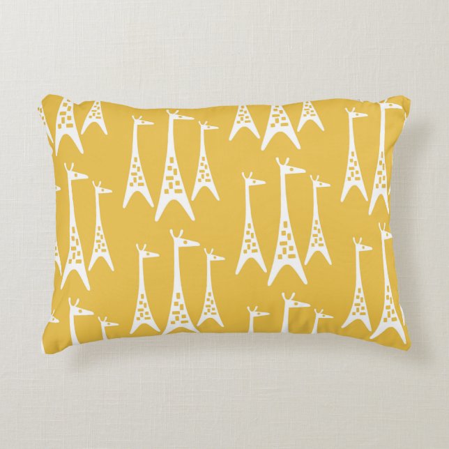 Cojín Decorativo Patrón de Giraffe Moderno de Mediados del Siglo (Anverso)