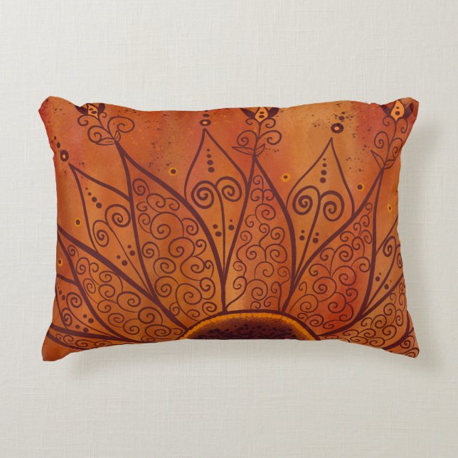 Cojín Decorativo Patrón de girasol abstracto (Anverso)