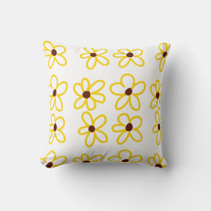 Cojín Decorativo Patrón de girasol amarillo marrón flor floral boho