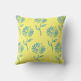 Cojín Decorativo Patrón de girasol azul