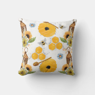 Cojín Decorativo Patrón de girasol de Bee Garden