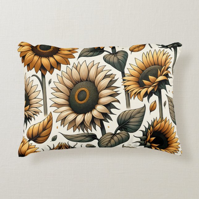 Cojín Decorativo Patrón de girasol vibrante (Anverso)