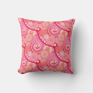 Cojín Decorativo Patrón de giro fractal, rosa, fucsia