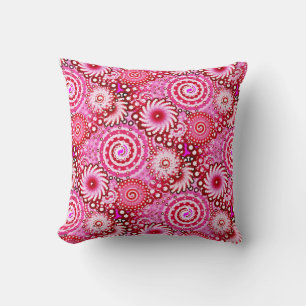 Cojín Decorativo Patrón de giro fractal, rosa y marrón