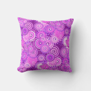 Cojín Decorativo Patrón de giro fractal, tonos púrpura