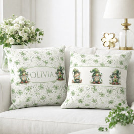 Cojín Decorativo Patrón de gnomo del día de San Patricio con trébol
