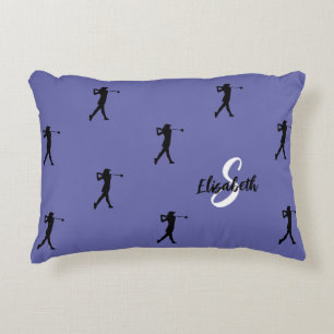 Cojín Decorativo Patrón de golfista monograma golf deportes pervinc