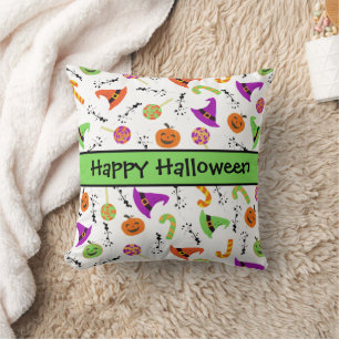 Cojín Decorativo Patrón de Gorras de brujas de calabazas de Hallowe