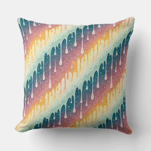 Cojín Decorativo Patrón de goteo de arcoíris Arte líquido colorido 