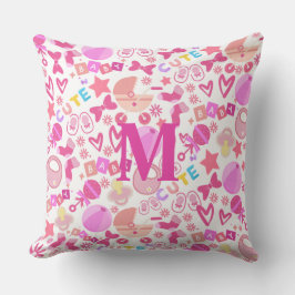 Cojín Decorativo Patrón de guardería de bebé rosada personalizado