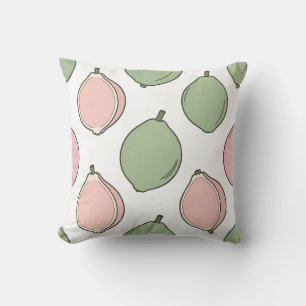 Cojín Decorativo Patrón de Guayaba Verde Rosa