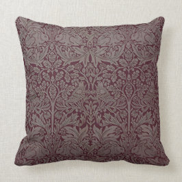 Cojín Decorativo Patrón de Guillermo Morris de Foliage Red Rabbit