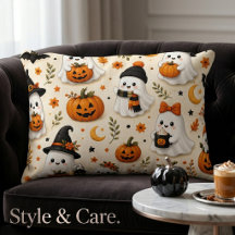 Patrón de Halloween de Fantasma y Calabaza Lindo
