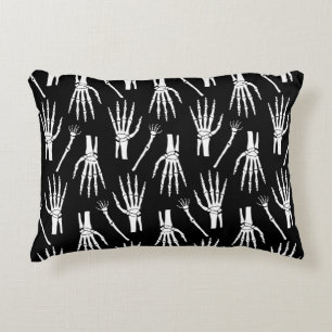 Cojín Decorativo Patrón de Halloween monocromo de huesos