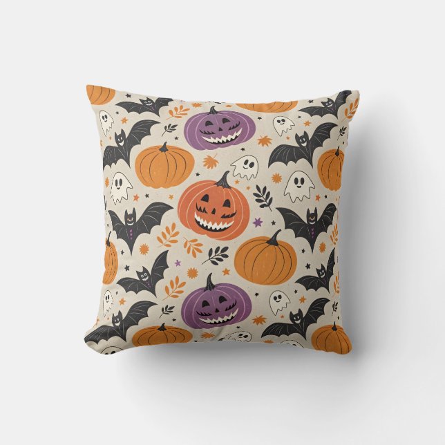 Cojín Decorativo Patrón de Halloween y otoño (Anverso)