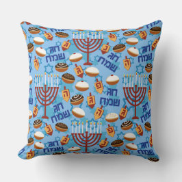Cojín Decorativo Patrón de Hanukías, Menorahs y Velas