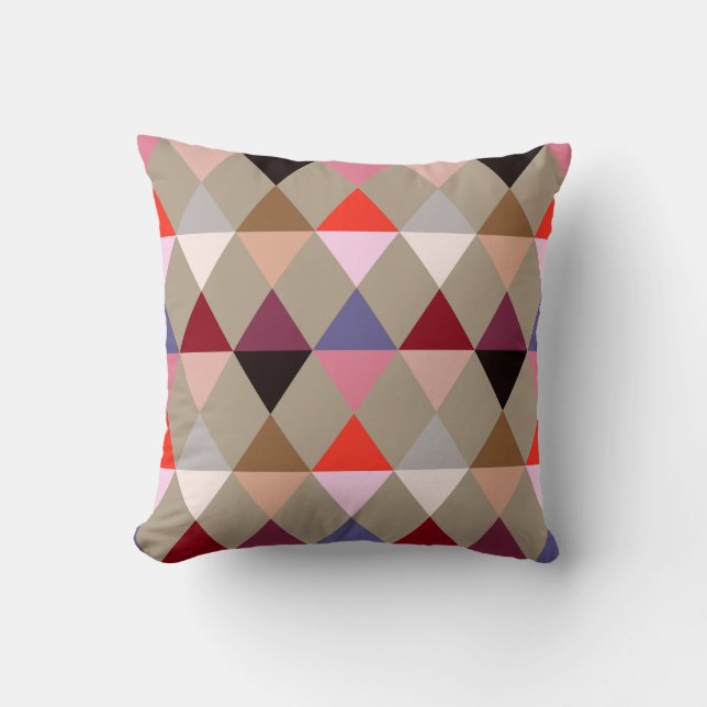 Cojín Decorativo Patrón de Harlequin / diamante - Taupe multi (Anverso)
