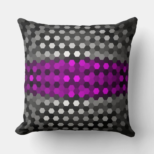 Cojín Decorativo Patrón de Hexagonal gris y magenta (Anverso)
