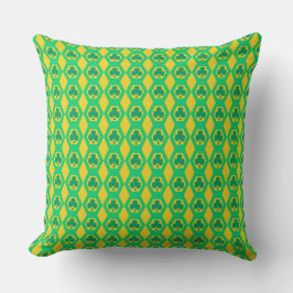 Cojín Decorativo Patrón de hexágono amarillo verde trébol