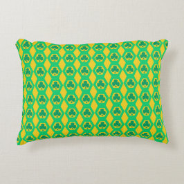 Cojín Decorativo Patrón de Hexágono Amarillo Verde Trébol