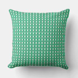 Cojín Decorativo Patrón de Hexágono Blanco Verde Trébol