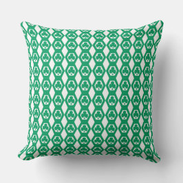Cojín Decorativo Patrón de Hexágono Blanco Verde Trébol