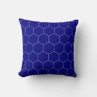 Cojín Decorativo Patrón de hexágono blanco y naval