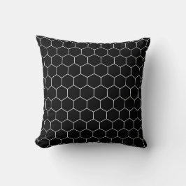 Cojín Decorativo Patrón de hexágono de Honeycomb moderno | Blanco y
